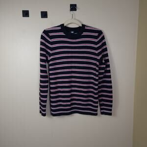 H&M Pullover Long Sleeve Crewneck Striped Sweater Size S